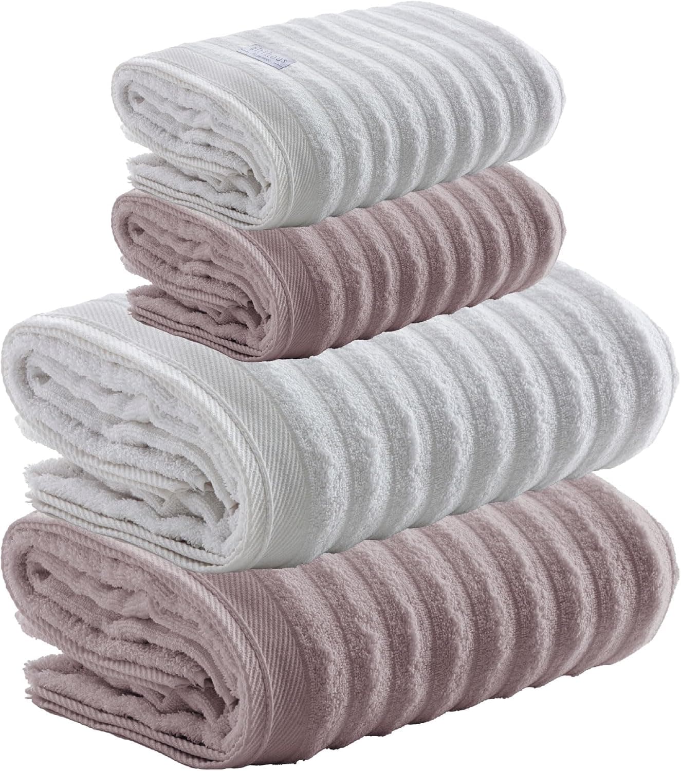 Altihaus Jogo de Toalhas Aura 4 Peças 100% Algodão, Gramatura 520g/m² e 500g/m², Fio Penteado, Banho/Rosto (Branco/Rose)