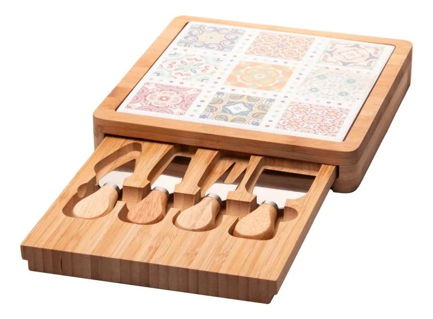 6 Peças Para Queijo Wolff De Bambu Com Tábua Ladrilho