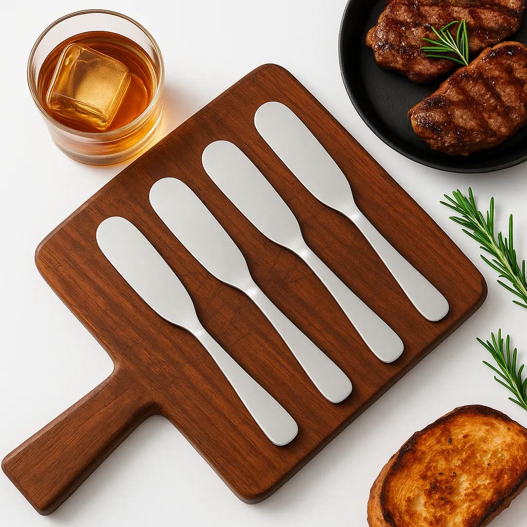 Jogo Espátula Para Manteiga Em Aço Inox Kit Com 4 Peças Wolf